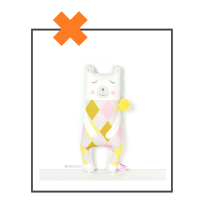 Knuffel pinknounou pompom polarbeer geel